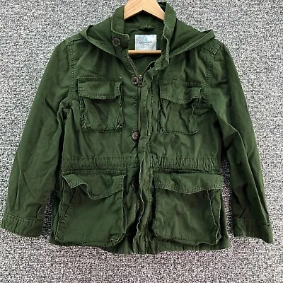 $13.29 • Buy Crewcuts Outerwear Military Hooded Jacket Green Girls Sz 10 Full Zip Pockets