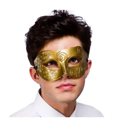 NEW Rome Antique Gold Masquerade Eye Mask Halloween Fancy Dress Accessories • £5.99