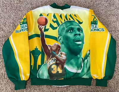 Vintage Xavier McDaniel X-Man Seattle Supersonics Chalk Line Fanimation Jacket • $499.95