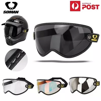 SOMAN Motorcycle Half Helmet Lens Open Face Vintage Visor Glasses Fit Universal • $66.99