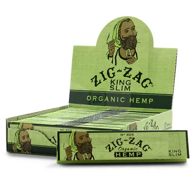 $38.99 • Buy Zig Zag Organic Hemp  King Slim Size  Slow Burning Rolling Papers - Full Box
