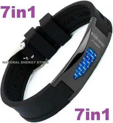 TITANIUM Magnetic Energy Armband Power Bracelet Health Bio 7in1 Bio Black 25689 • £18.95