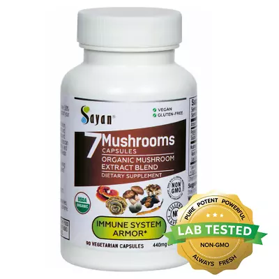 7 Mushroom Extract Supplement Complex 90 Capsules Pills Immune Support Organic • $29.99