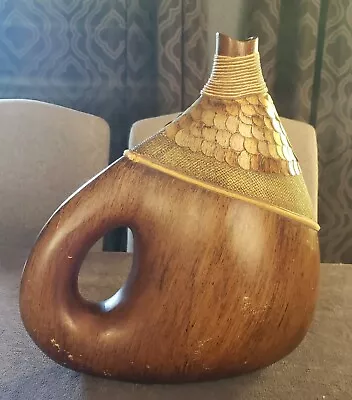 Metal Vase Multi Textured Handle Unique Decorative Jug  • $18