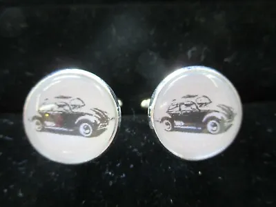 £11.87 • Buy Glass Button VW Beetle Cufflinks