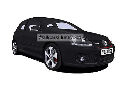 Vw Golf Gti Mk5 Graphic Car Art Print Picture (size A4). Personalise It!  • $14.91