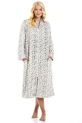 Camille Women's Lounge Robe Animal Print Long Sleeve Ladies Fleece Dressing Gown • £26.99