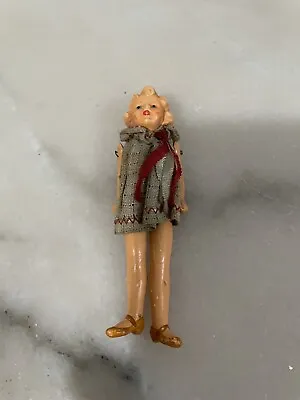 Bisque Mignonette German Doll Miniature Rubber Jointed Movable Antique & Rare 4” • $45