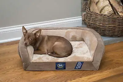 Serta Gel Memory Foam Quilted Ortho Couch Dog Bed Small Brown • $34.97