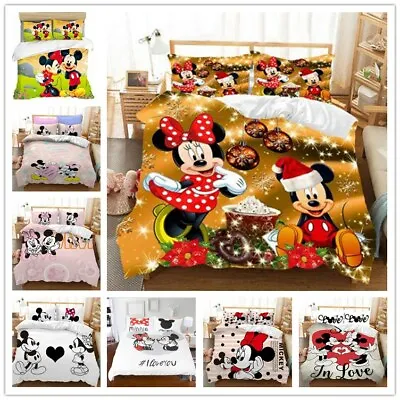 3D Christmas Mickey Minnie Mouse Bedding Set Duvet Cover Pillow Case Kids • $46.26