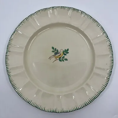 Vintage Leeds Masons Porcelain 10 1/8” Dinner Plate Bird Crimped Turquoise Rim • $20