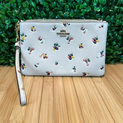 COACH Large Leather Wristlet With Floral Print C5997 • $45