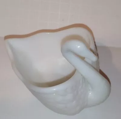 Vintage Imperial Glass Swan Candy Dish Soap Trinket White Milk Glass • $6