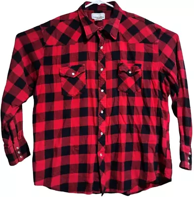 Wrangler Flannel Button Shirt Men’s XL Red Black Lumberjack Plaid • $24