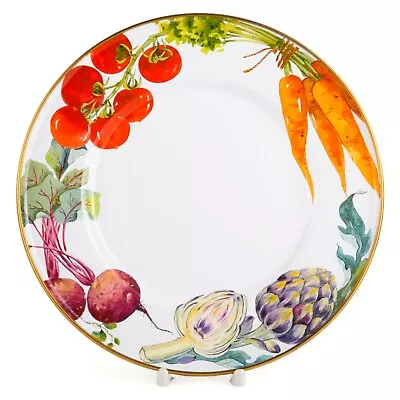 11  Vegetable Garden Charger Plate Large Serving Plate Vintage Enamel Plate • $28.95