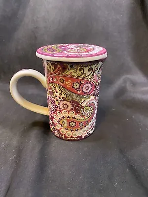 Vera Bradley VERY BERRY PAISLEY 8 Oz Coffee Tea Mug Cup Lid Barnes & Noble • $22.99