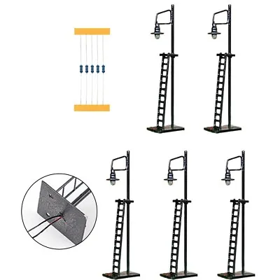 5Pcs N Gauge Yard Lights Model Lamp-Posts Scenery Lamps + Free Resistors • £10.22