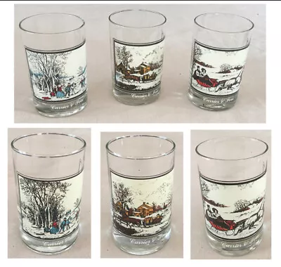 VINTAGE Currier Ives Whiskey Glasses 12 Oz. 3-Piece Set (Arby's 1981) • $24.88