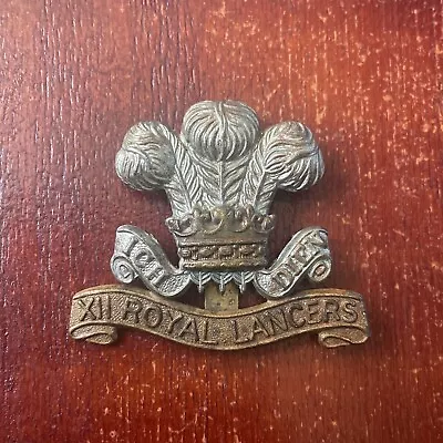 12th Royal Lancers Cap Badge - British Army XII Ich Dien With Slider • £4.20