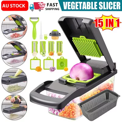 Multifunctional Vegetable Slicer Chopper Food Cutter Dicer Container Kitchen • $25.85