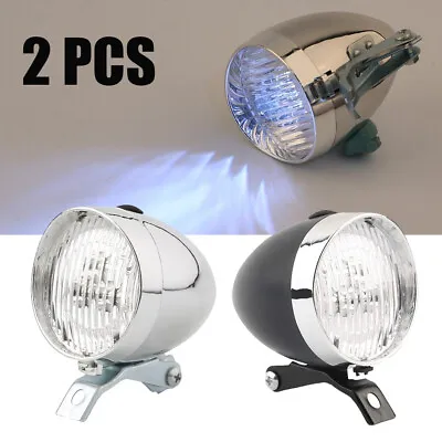 2X Retro Bicycle Bike 3 LED Front Light Headlight Vintage Flashlight Lamp New AL • $21.99