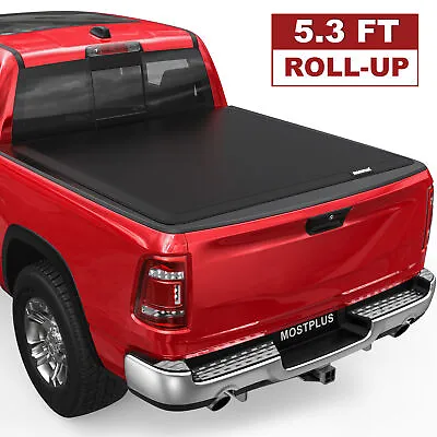 5.3FT Soft Roll-up Truck Bed Tonneau Cover W/ Lamp For 2005-2012 Dodge Dakota • $137.98