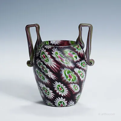 Antique Millefiori Vase With Handles Fratelli Toso Murano Ca. 1910 • $545