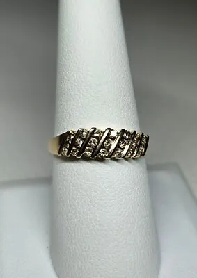 🌟 Vintage 14k Yellow Gold Channel Set Diamond Ring 2.85g Size 8.75  0.25 TCW🌟 • $195