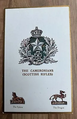 WW1 Postcard. The Cameroonians (Scottish Rifles). Regimental Badge. • £5