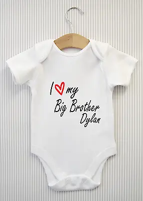 £4.98 • Buy Personalised I Love My Big Brother Baby Grow Bodysuit Vest Babygrow Shower Gift