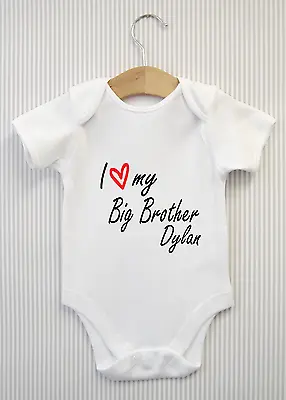 Personalised I Love My Big Brother Baby Grow Bodysuit Vest Babygrow Shower Gift • £5.98