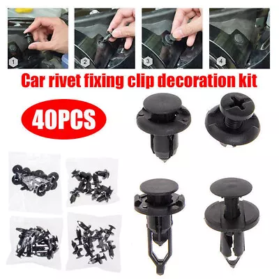 Car Push Rivet Fastener Retainer Pin Body Bumper Trim Moulding Clips Kit Plastic • $8.01