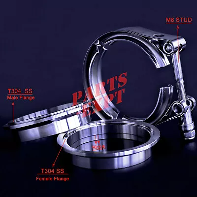 Exhaust Downpipe 3inch V-band Clamp 3  Male/Female Flange Kit SS304 Stainless • $16.90