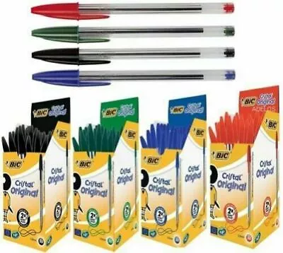 Original Bic Cristal Medium Ballpoint Pens Ball Point Biros Blackblueredgreen • £8.95