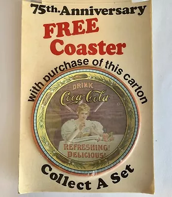 Vintage 1976 Coca Cola Metal Coaster New Original Package NOS 75th Anniversary • $4.49