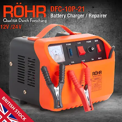 £39.99 • Buy Röhr Car Battery Charger 12v 24v Turbo Trickle Maintainer Charge Compact DFC-10P