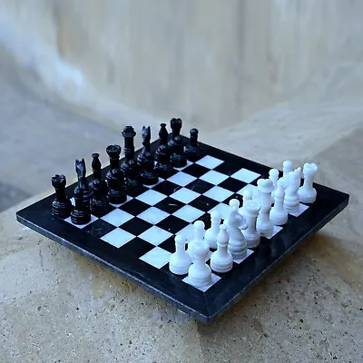 Handmade Black And White Marble Chess Set Game Original Complete Chess Game Set • $150