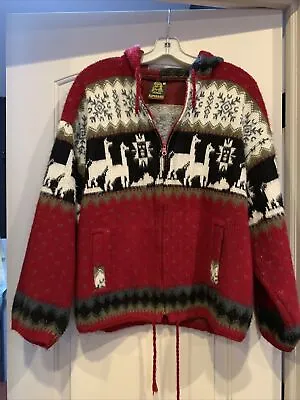 Vintage Tejidos Ruminahui Alpaca Wool Full Zip Sweater Jacket Hoodie M Ecuador • $45