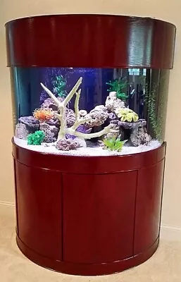 100g 1/2 Cylinder Curved Glass Aquarium Fish Tank Stand Canopy Real Wood Drilled • $3670
