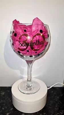 £7 • Buy Gin Glass Birthday Milestone 18th 21st 30th 40th 50th 60th Personalised Polkadot