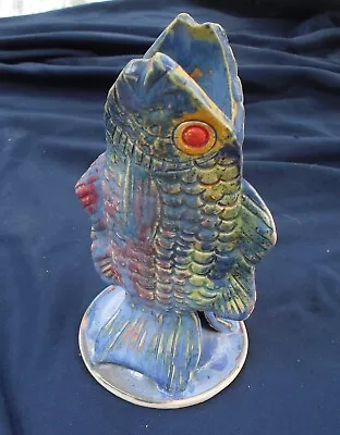 HAND-MADE POTTERY FISH VASE~Signed~8  • $15