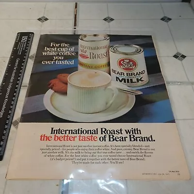 International Roast Coffee And Bear Brand Evaporated Milk Vintage Ads 1972 • $18.95