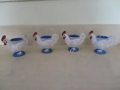 Lot 4 Vintage Colorful Ceramic Rooster Egg Cup Parmentier 1950s • $15