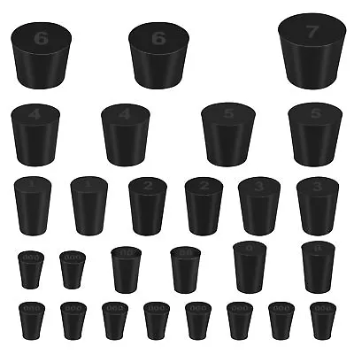 27 Pack 10 Assorted Sizes 000# - 7# Tapered Lab Bungs Solid Rubber Stoppers • $11.47