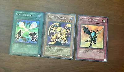 Rare Vintage Yugioh TCG Foil/Holo Set: Soul Exchange/Victory Dragon/Gryphon Wing • $35