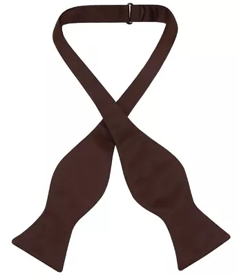 Vesuvio Napoli SELF TIE Bow Tie Solid CHOCOLATE BROWN Color Mens BowTie • $13.95