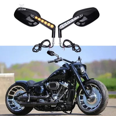 Pair Rear View Mirrors LED Turn Signal Fit For Harley Davidson V-Rod VRSCF 09-17 • $114.08