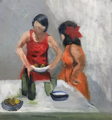 Contemporary English School Oil On Board Figurative Painting. • £15