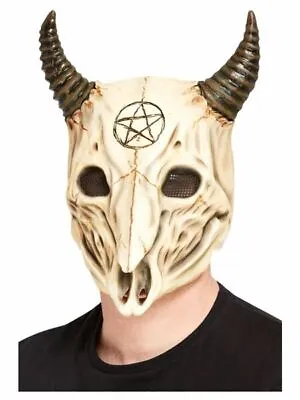 Full Head Satanic Ram Skull Latex Mask With Horns • $36.49