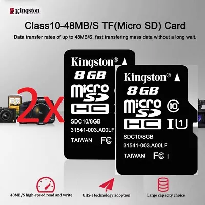 2x Genuine Brand New Original Kingston 8GB Class10 Micro SD Memory Card • $19.90